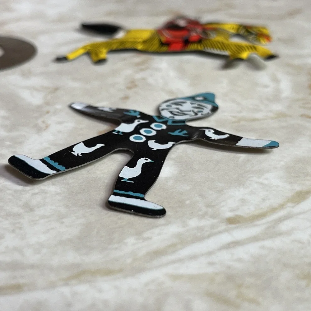 Set Of‎ 3 Tin Lithograph Cracker Jack Premium Prize Toy Horse Jockey Clown Ring